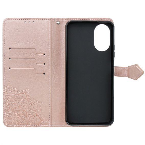 Klopové pouzdro pro Oppo A58 4G, Mandala, růžové rose gold