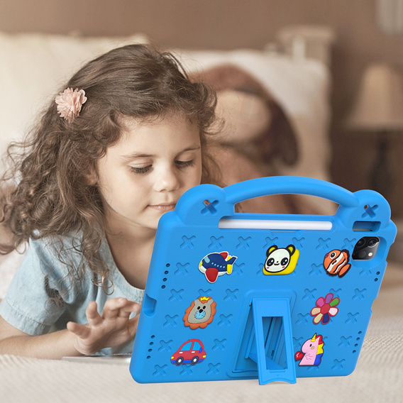 Dětské pouzdro pro iPad Air 10.9" 2022/2020 (5/4 gen.) / Pro 11" 2022/2021/2020 (4/3/2 gen.), Cute Patterns, se stojánkem, modré