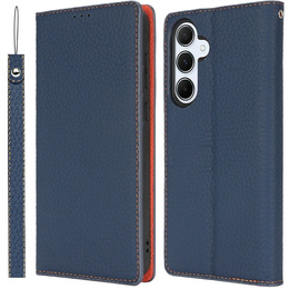 Klopové pouzdro pro Samsung Galaxy S25, Litchi Skin Grain, námořnicky modré