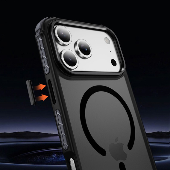 Matné pouzdro pro iPhone 17 Pro, pancéřované, pro MagSafe, kouřové s černými boky