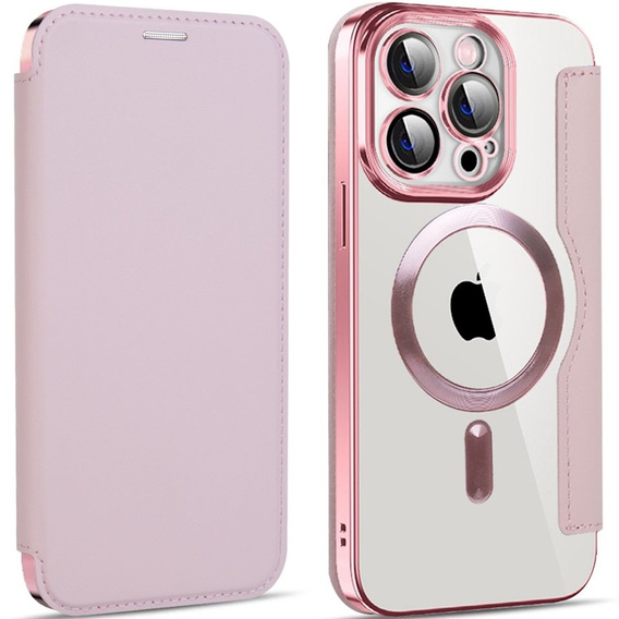 Klopové pouzdro pro iPhone 13 Pro, RFID Wallet MagSafe CamShield, růžové