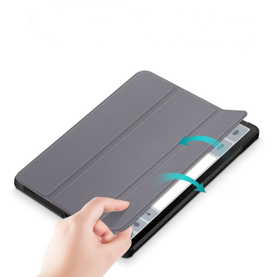 Pouzdro pro Samsung Galaxy Tab S9 FE+ Plus, Smartcase s prostorem pro stylus, šedé