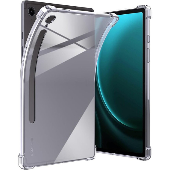 Pouzdro pro Samsung Galaxy Tab S9 FE, s držákem na stylus, silikonové, průhledné