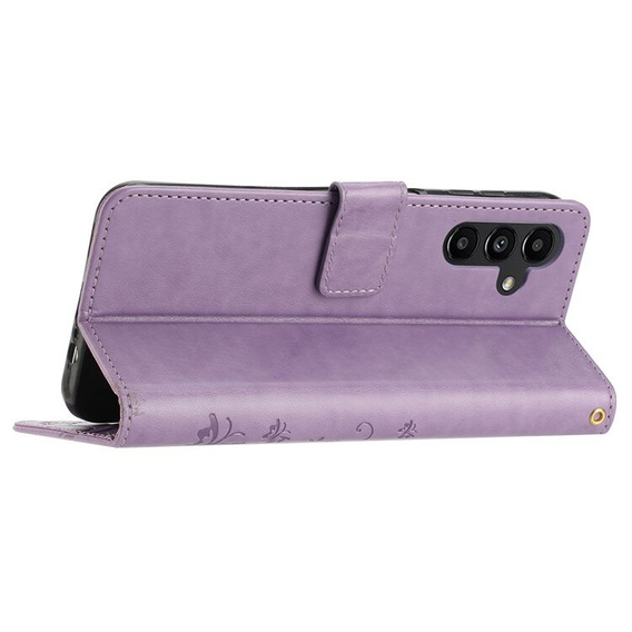 Klopové pouzdro pro Samsung Galaxy A55 5G, Wallet, Butterfly, fialové