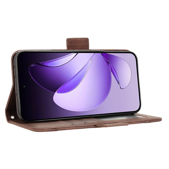 Klopové pouzdro pro Oppo Reno 13, Card Slot, hnědé