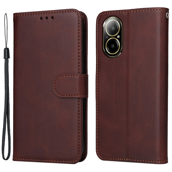 Klopové pouzdro pro Realme C67, Leather Wallet, hnědé