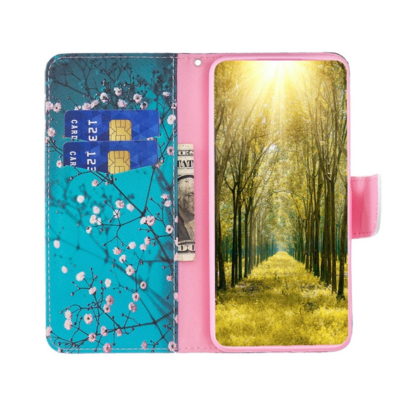 Klopové pouzdro pro Xiaomi Redmi 12 4G, Wallet, Sakura, modré