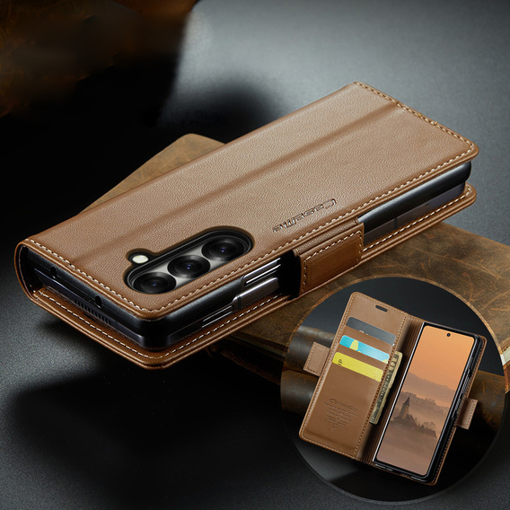 CASEME Litchi Peněženkové flipové pouzdro pro Samsung Galaxy Z Fold7 5G