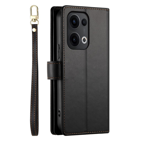Klopové pouzdro pro Oppo Reno 13 5G, Wallet Zipper Pocket, černé