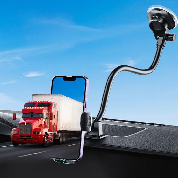 Držák do auta na čelní sklo, dlouhé rameno 30 cm pro telefony 4,7–7 palců