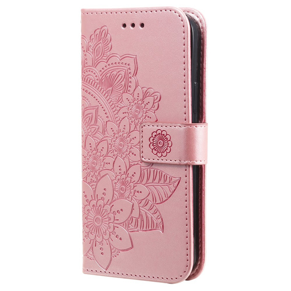 Klopové pouzdro pro Samsung Galaxy S21 FE, Mandala, růžové rose gold