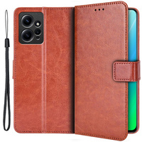 Klopové pouzdro pro Xiaomi Redmi Note 12 4G, Crazy Horse Wallet, hnědé