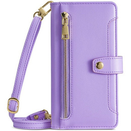 Klopové pouzdro pro iPhone 14 Pro, Wallet Zipper Pocket, fialové