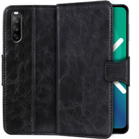 Flipové pouzdro Split Leather Wallet pro Sony Xperia 10 III, Split Leather Wallet, černé