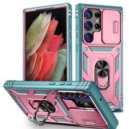 Pouzdro pro Samsung Galaxy S24 Ultra, CamShield Slide, zelený / růžové