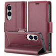 Pouzdro pro Samsung Galaxy S25 Edge, ERBORD Glossy Litchi, flipová peněženka, červené