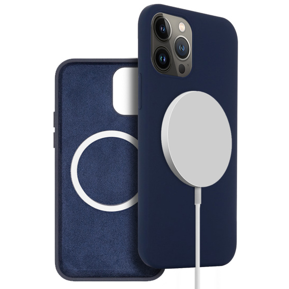 Pouzdro pro iPhone 14 Pro, Silicone MagSafe, námořnicky modré