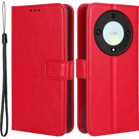 Klopové pouzdro pro Honor Magic 5 Lite, Crazy Horse Wallet, červené
