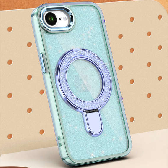 Pouzdro iPhone 16e, Glittery Magnetic Kickstand, modré