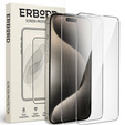 2x tvrzené sklo pro iPhone 15 Pro, ERBORD 9H Hard Glass na displeji