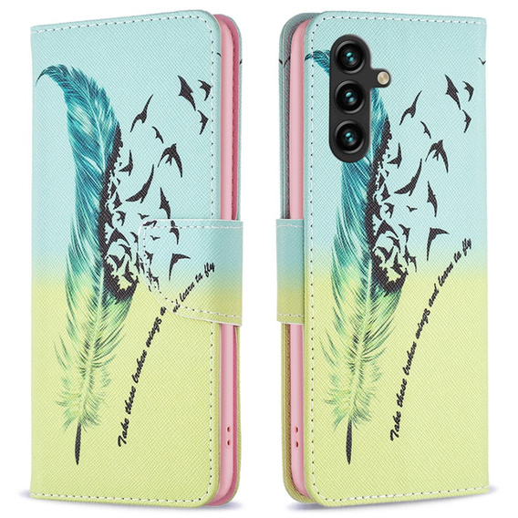 Klopové pouzdro pro Samsung Galaxy A05s, Wallet, Feather, modré