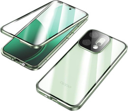 Pouzdro pro Oppo Reno 14, magnetické dvojité sklo, průhledné se zelenými stranami