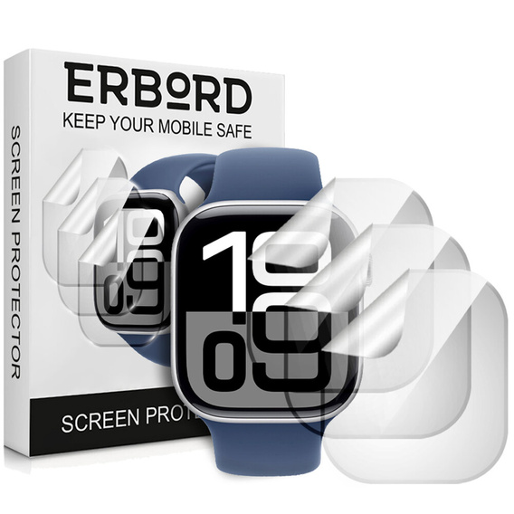 3x ERBORD Hydrogelová fólie pro Apple Watch 10/11 46mm