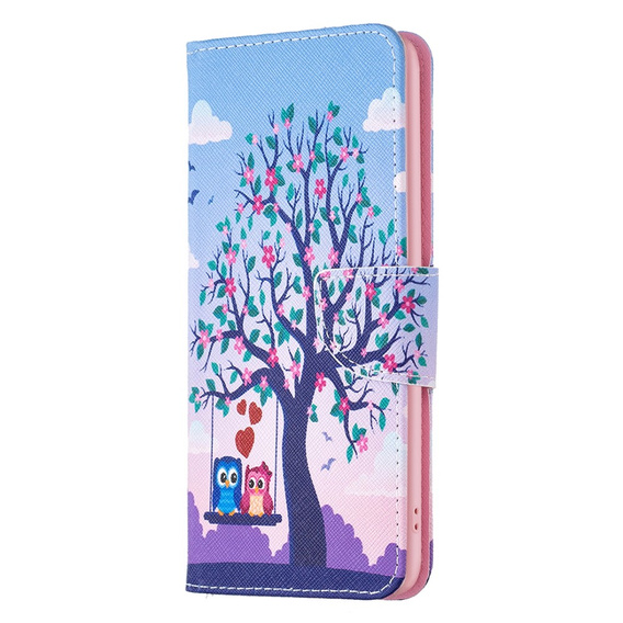 Klopové pouzdro pro Xiaomi 13 Lite, Wallet, tree & owls, modré