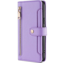 Klopové pouzdro pro Samsung Galaxy S23, Wallet Zipper Pocket, fialové
