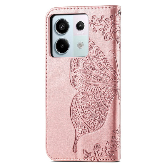 Klopové pouzdro pro Xiaomi Redmi Note 13 Pro 5G, Butterfly, růžové rose gold