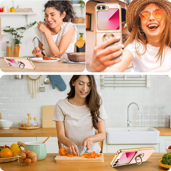 Pouzdro pro Samsung Galaxy Z Flip7 FE / Z Flip6, Electro Ring, růžové