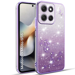 Pouzdro pro Motorola Moto G56 5G, Glitter Flower, fialové