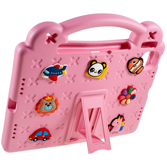 Dětské pouzdro pro Apple iPad Air 11" 6 gen. 2024, Cute Patterns, se stojánkem, růžové