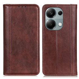 Pouzdro pro Xiaomi Redmi Note 13 Pro 4G / Xiaomi Redmi Note 14S / Xiaomi Poco M6 Pro 4G, Wallet Litchi Leather, hnědé