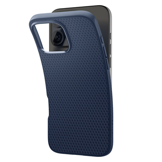 Pouzdro Spigen pro iPhone 16 Pro, Liquid Air, námořnicky modré + 9H tvrzené sklo