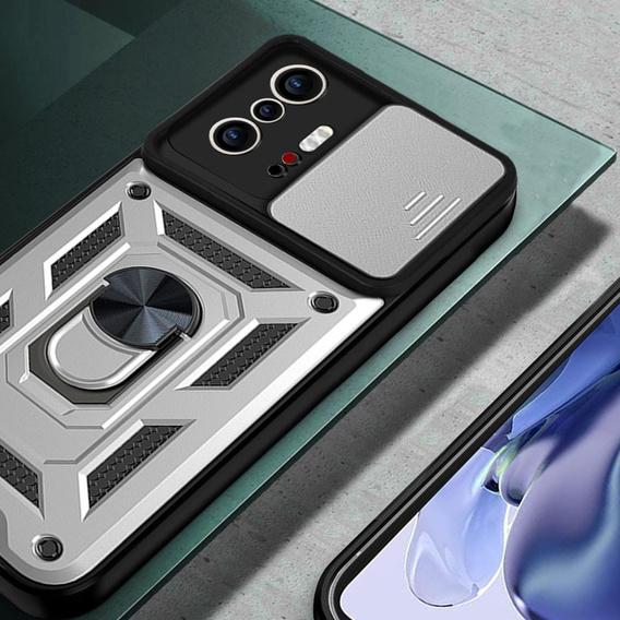Pouzdro pro Xiaomi 11T / 11T Pro, CamShield Slide, stříbrné