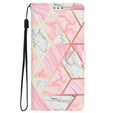 Klopové pouzdro pro Samsung Galaxy A25 5G, Wallet Marble, růžové + 9H sklo 