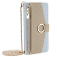 Flipové pouzdro Wallet Zipper Pocket pro Samsung Galaxy M34 5G, Wallet Zipper Pocket, se zrcátkem, modré