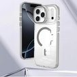 Pouzdro pro iPhone 17 Pro Max, pro MagSafe, se stojánkem, průhledné s šedými vložkami