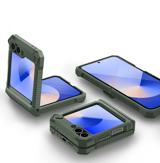 Pancéřové pouzdro pro Samsung Galaxy Z Flip7 FE / Z Flip6, Dexnor Clip Holder, zelené