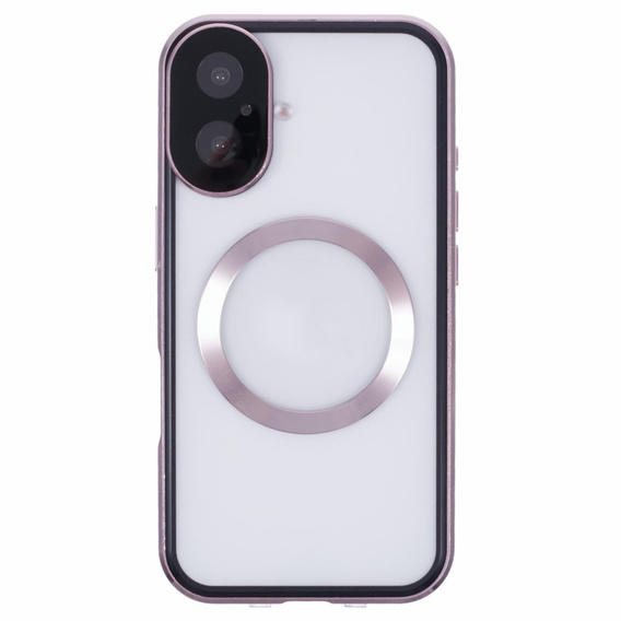 Magnetické pouzdro Dual Glass MagSafe pro iPhone 16, růžové rose gold