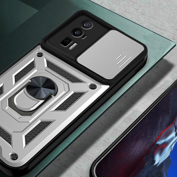 Pouzdro pro Xiaomi Poco F5 Pro, CamShield Slide, stříbrné