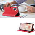 Pouzdro s klopou pro iPhone 16 Plus, Rhombus Crossbody Leather, červené
