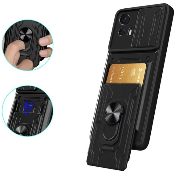 Pancéřové pouzdro pro Motorola Edge 30 Neo 5G, Camera Slide Card Slot, černé