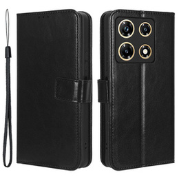 Klopové pouzdro pro Infinix Note 30 Pro 4G, Crazy Horse Wallet, černé