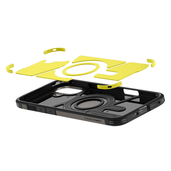 Pouzdro Spigen pro iPhone 16, Tough Armor Mag MagSafe, šedé + 9H tvrzené sklo