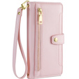 Klopové pouzdro pro iPhone 14, Wallet Zipper Pocket, růžové