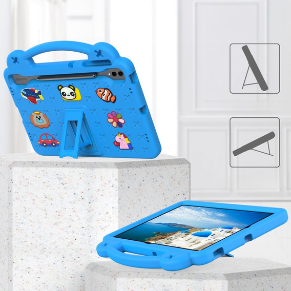 Dětské pouzdro pro Samsung Galaxy Tab S10+ Plus, Cute Patterns, se stojánkem, modré