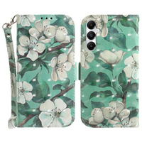 Klopové pouzdro pro Samsung Galaxy A05s, Wallet, Flowers, zelený