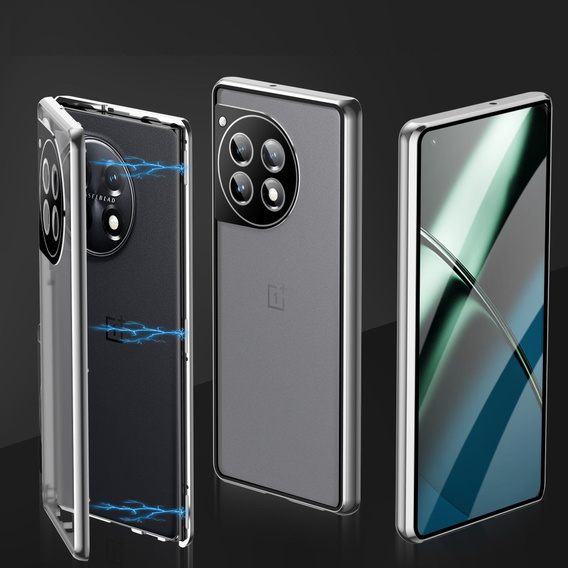 Pouzdro pro OnePlus 12 5G, Magnetic Dual Glass, stříbrné
